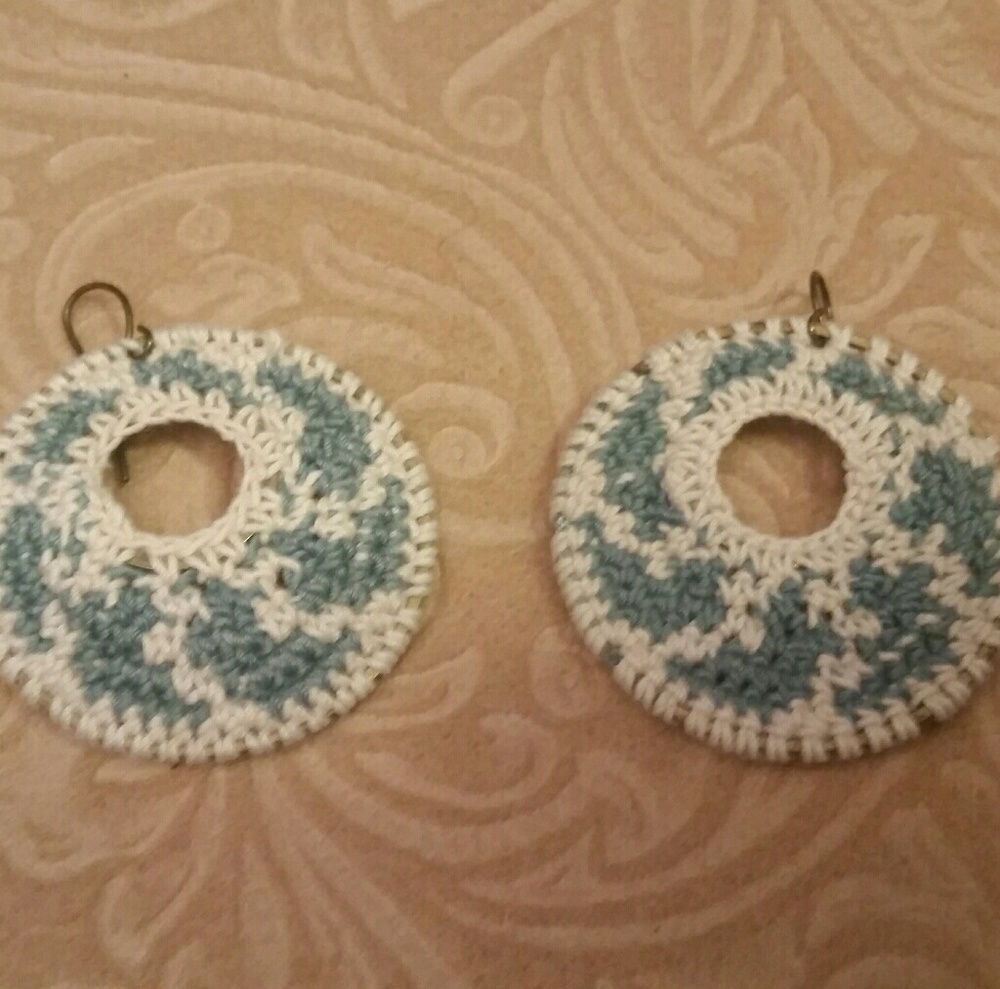 Handmade crochet hoop earrings